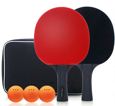 Czerwona niebieska gąbka EVA czarna rączka zestaw do tenisa stołowego 3-gwiazdkowy Bat i ABS Balls Oxford Bag